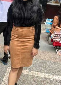 Corduroy A-Line Midi Skirt