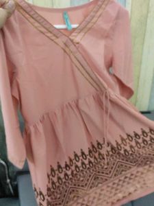 Peach Printed Kurta