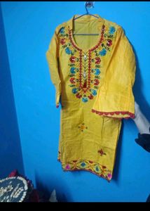 Haldi Embroidery Suit With Beautiful Dubatta