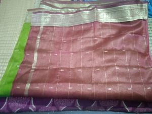 Beautiful Green And Maroon  Organza Saree