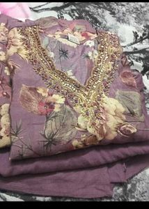 Floral Embroidered Lavender Kurta set