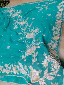 Moti Work Beautiful Design Saree No Blouse