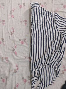 Zara Striped Tie-Front Blouse