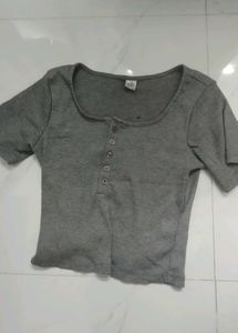 Gray Crop Top