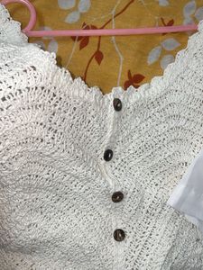 White cami braid strap crochet top With shrug XL