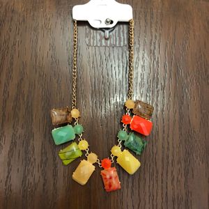 Colorful Geometric Statement Necklace