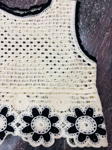 Off White Crochet Co Ord Set