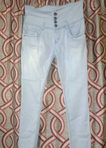 High-Waisted Light Wash Jeans