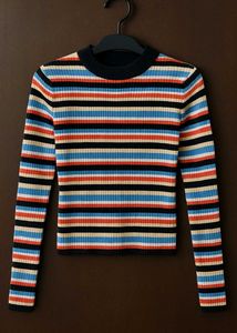 Striped Long Sleeve Crop Top