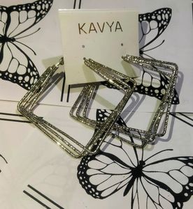 Silver Square Shape Hoops/Earrings