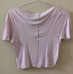 Lilac Ruffle-Trim Crop Top