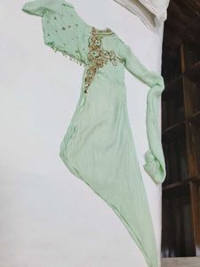 Mint Green Embroidered Stylist Dress/orange
