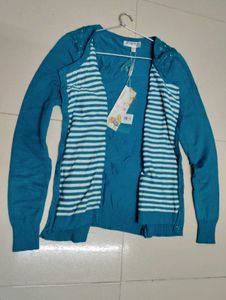 Teal Embellished Cardigan