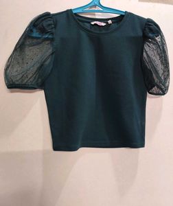 Green Puff Sleeve Top