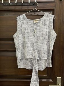 Black Cardigan &amp; Patterned Top Set