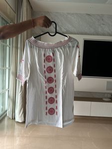 Embroidered Off-Shoulder Top