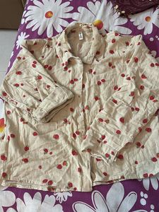 Beige Shirt With Strawberry Print
