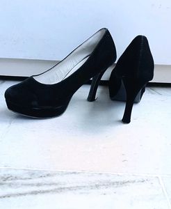 Black Velvet High Stilletto Heels For Women
