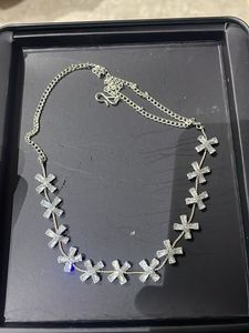 Silver Crystal Flower Necklace