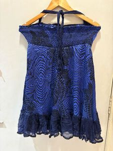 Blue Halter Mini Dress