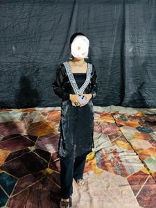 Black Kurti With Heavy Mirror Work