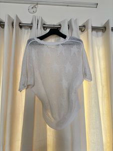 White Knit V-Neck Top