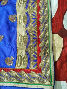 Royal Blue Sari With Stitch Blouse