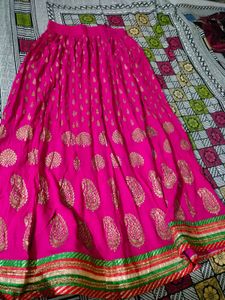 Pink &amp; Gold Lehenga Skirt