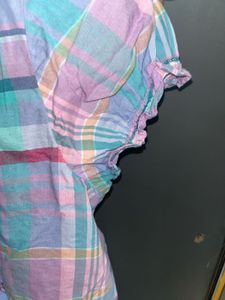🌸 Ralph Lauren Pastel Ruffle Plaid Top