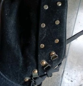 Black Ankle Boots with Gold Stud Detail