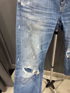 Zara Blue Distressed Painted Jeans
