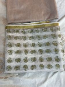 Banarasi White Zari Suit
