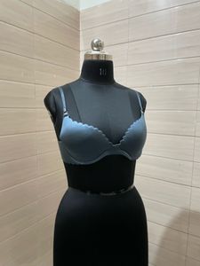 DANSKIN Imported Satin Silk  Blue Bra