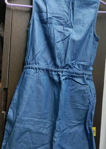 Denim Jumpsuit with Drawstring Waist
