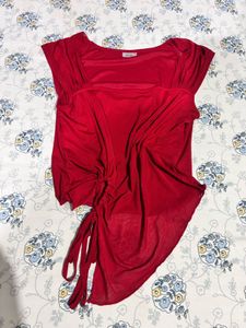 Red Tie Detail Top Little Box