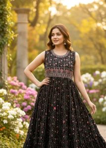 Embroidered Black Ethnic Gown