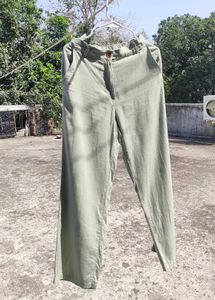 H&amp;M Straight Linen Blend Trouser