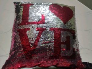 Square Double Shade Red and Silver  Pillow Cover
