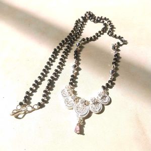Pure Silver Beautiful White &amp; Pink CZ Mangalsutra