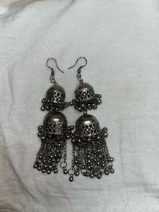 Charcoal Rounded 2 Layered Earrings