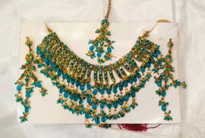 Teal &amp; Gold Bridal Jewelry Set