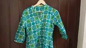 Green And White Pattern Kurti