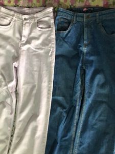 Price DroppedTrendy Wide Leg Jeans (combo) Blue And Light Lavenderish