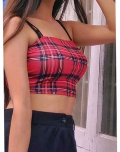 SHEIN Check Camisole Crop Top