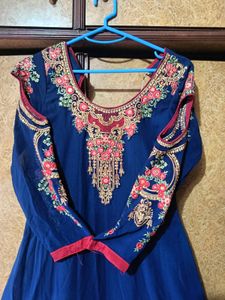 Ethnic Gown With Red Dupatta