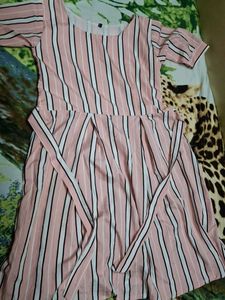 Striped Pink Casual Dress