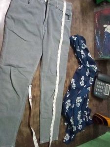 Gray Denim Jeans With Duptta