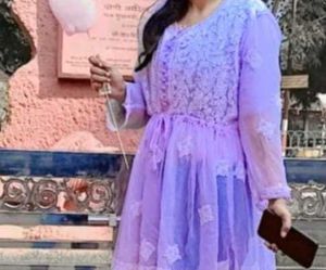 Lavender Embroidered Chikan Dress