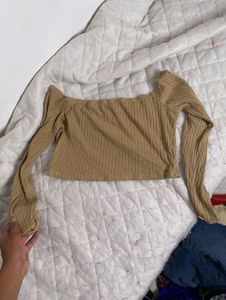 Shein Beige Fittied Crop Top