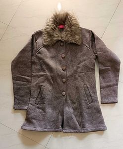 Elegant Faux Fur Collar Coat